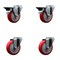 Service Caster 4'' Red Poly Wheel Swivel Bolt Hole Caster Set with 2 Posi Lock Brakes, 4PK SCC-BH20S414-PPUB-RED-PLB-2-S-2 - alternate 1